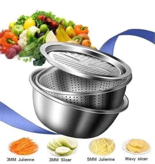 Многофункциональный кухонный набор из нержавеющей стали 3 в 1 Metal Basket Cutter | Зображення 3