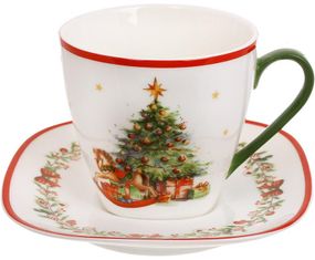 Чашка порцелянова з блюдцем "Різдвяна Ялинка" чайна пара 220мл