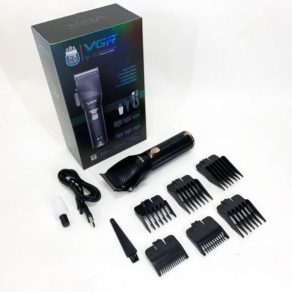 Акумуляторна машинка для стрижки волосся VGR V-280 з дисплеєм та насадками якісна. Колір: чорний | Зображення 5