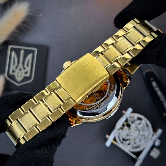 Класичний чоловічий годинник Awarder 022 Gold-Gold Automatics Metall Не Забуду Дім | Зображення 8