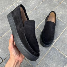 Мужские черные лоферы с замшей 44 размер