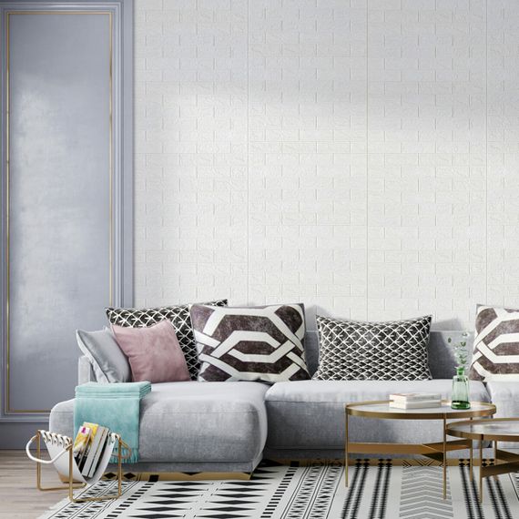 R001-2-20 Панель стінова в рулоні 3D 700мм*19,6м*2мм біла цегла SW-00002277 | Зображення 5