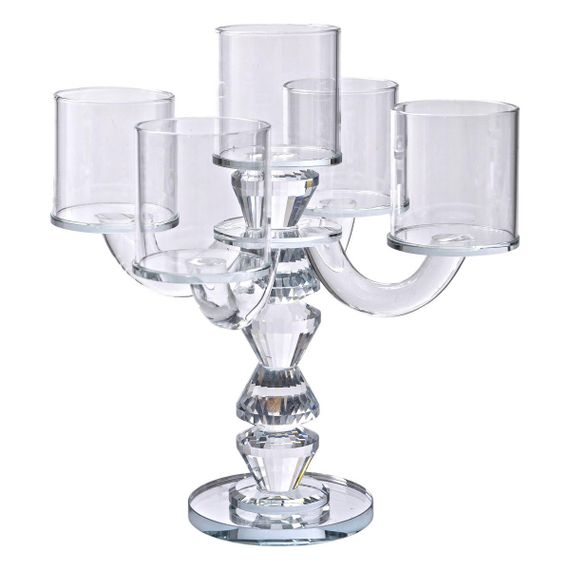 Канделябр на 5 свечей 19×19×24 см подсвечник декоративный стеклянный на ножке прозрачный HP-4-31 | Зображення 2