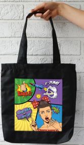 Сумка шоппер  с карманом 4Profi "Комікси" оксфорд чёрная