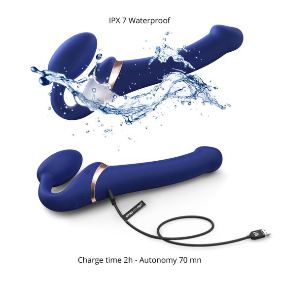 Безремневой вибрострапон с вакуумной стимуляцией Strap-On-Me MULTI ORGASM Blue L, регулируемый Sex Aura | Зображення 3