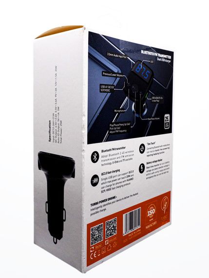 FM модулятор трансмиттер блютуз LDNIO C706Q Bluetooth адаптер зарядное утройство 2 USB Черный | Зображення 6