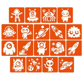 Набор трафаретов для био-тату "Монстры и ракеты #2" monsters-and-rockets-2-5x5-18