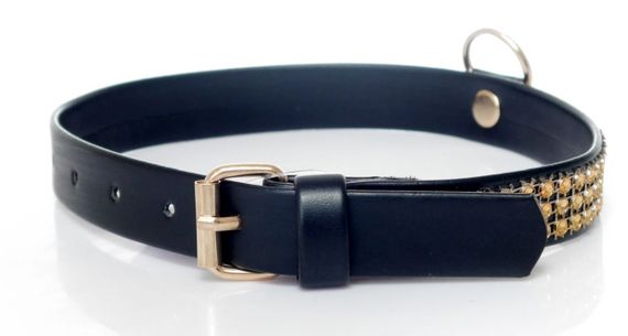 Нашийник зі штучної шкіри з кристалами Fetish Boss Series - Collar with crystals Gold, BS3300100 sexstyle | Зображення 3