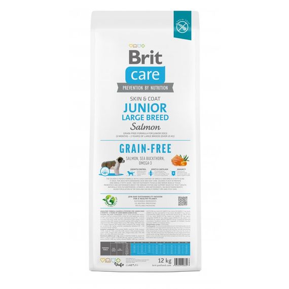 Корм сухий Brit Care Dog Grain-free Junior Large Breed для молодих собак великих порід беззерновий з лососем 12 кг | Зображення 4