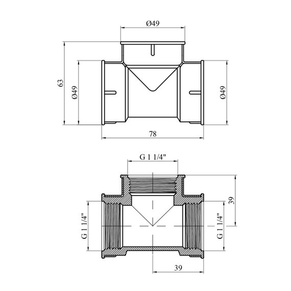 Трійник посилений LexLine 1 1/4" ВВВ латунний УК0208-В | Зображення 1