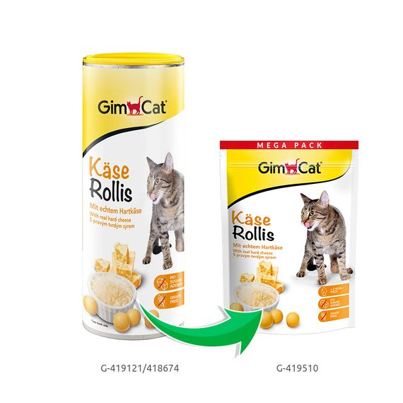 Вітамінізовані таблетки GimCat Kase Rollis для котів усіх порід сирні кульки 425г пауч | Зображення 1