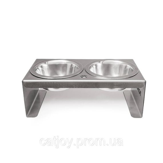 Кормушка для котів Cat Joy Лапка на 2 миски, сталь 27х10х14 см