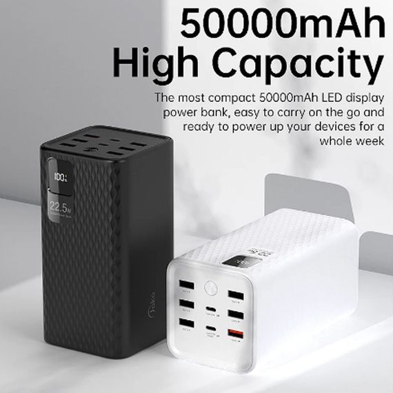 Power Bank JOCO J13 50000mAh 22.5W з цифровим LCD-дисплеєм для одночасного заряджання декількох гаджетів (47213-J13_1230) | Зображення 6