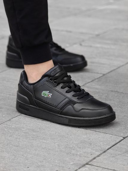 Демісезонні кросівки Lacoste натуральна шкіра + текстиль колір чорний
