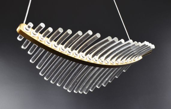 Люстра світлодіодна підвісна LED світильник для квартири на стелю лед 26544 Латунь 30-110х20х38 см. | Зображення 5