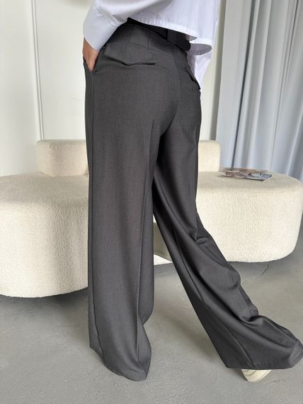 Женские широкие легкие штаны брюки палаццо со стрелками NA2012 цвет серый, размер 42/44 | Зображення 2