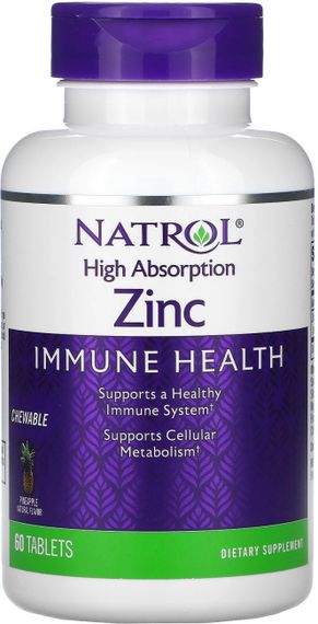 Цинк Natrol High Absorption Zinc 60 Tablets (Natural Pineapple)