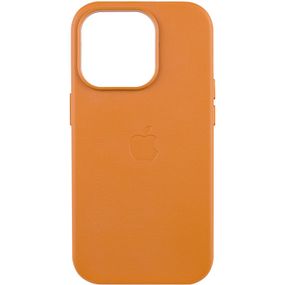 Кожаный чехол Leather Case (AAA) with MagSafe and Animation для Apple iPhone 13 Pro (6.1") Golden Brown
