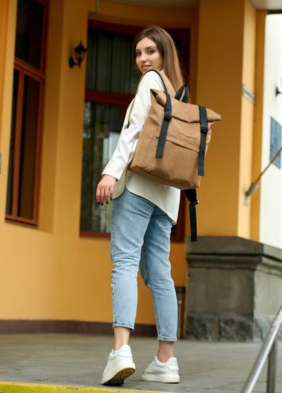 Жіночий рюкзак ролл Sambag RollTop LSH Коричневий тканевий 41 x 30 x 16 см (24211069) | Зображення 5