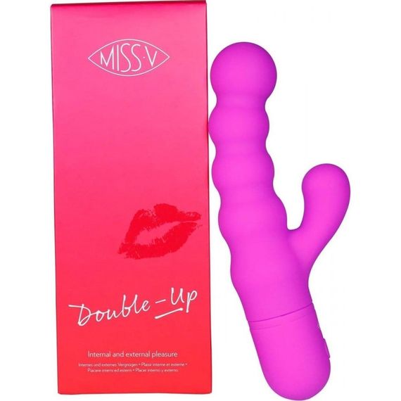 Вибратор-кролик рельефный Double Up Miss V, фиолетовый sexstyle