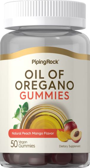Масло орегано Piping Rock Oil of Oregano 50 Vegan Gummies (Natural Peach Mango)