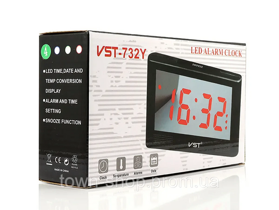 Часы электронные настольные зеленые VST-732Y | Зображення 5