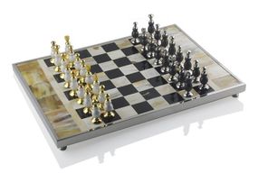 Шахматы 9501, черно-белая доска мрамор