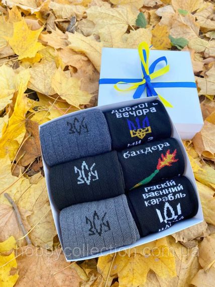 Бокс чоловічих зимових теплих шкарпеток на 6 пар 41-45 р в подарунковій коробці із стрічкою | Зображення 4