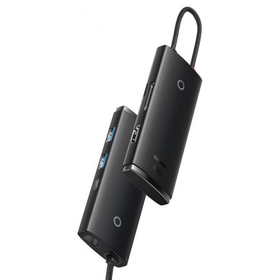 Перехідник HUB Baseus Lite Series 6in1 (Type-C to HDMI + 2xUSB 3.0 + PD+SD/TF) (WKQX05) Black | Зображення 2