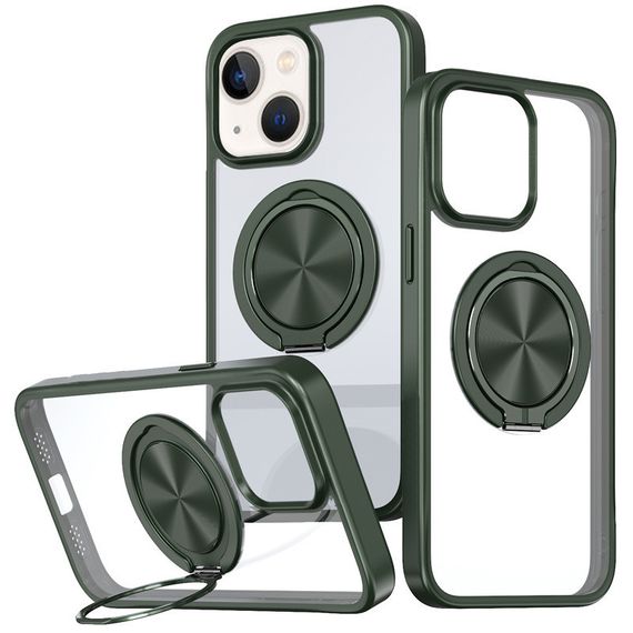 TPU+PC чохол Metal Ring with MagSafe для Apple iPhone 15 (6.1") Зелений