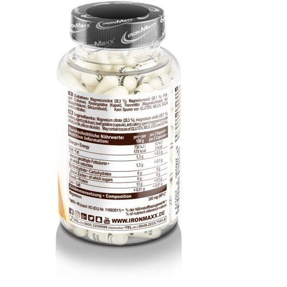 Мікроелемент Магній для спорту IronMaxx Mg-Magnesium mg 130 Caps | Зображення 1