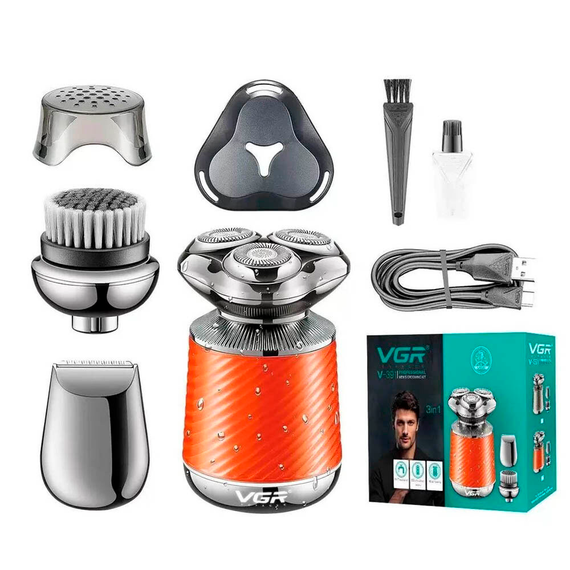 Электробритва VGR 3 в 1 V-391 ORANGE, 3 насадки, IPX7, индикатор заряда батареи | Зображення 7