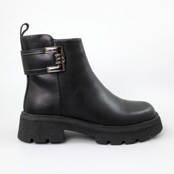 Черевики жіночі шкіряні хутро 590441 Чорні 36 37 38 39 40