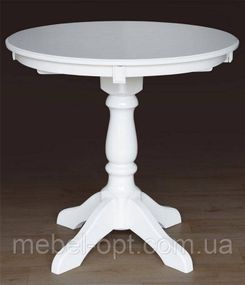 Круглый деревянный раскладной стол Чумак - 2, белый D 80+30см