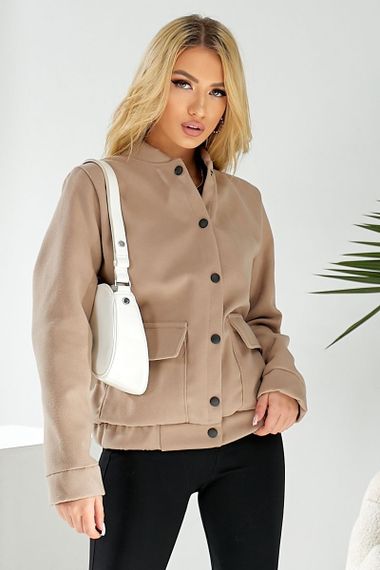 Бомбер женский искусственный кашемир, цвет бежевый, 257R325 | Зображення 5