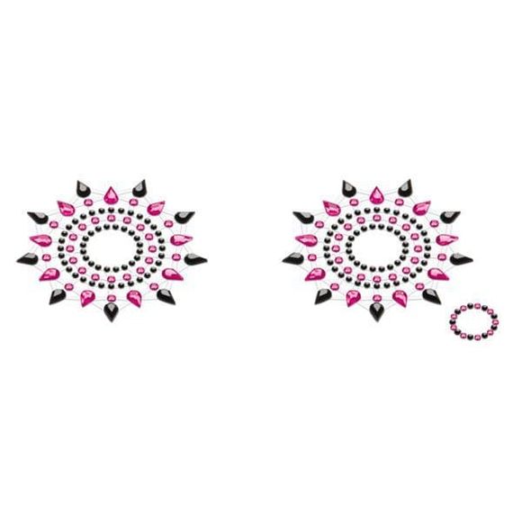 Пэстис из кристаллов украшение на грудь Petits Joujoux Gloria set of 2 Черно-розовый One Size