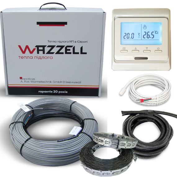 Комплект тепла підлога WAZZELL EASYHEAT + термостат програмований. Нагрівальний кабель універсальний