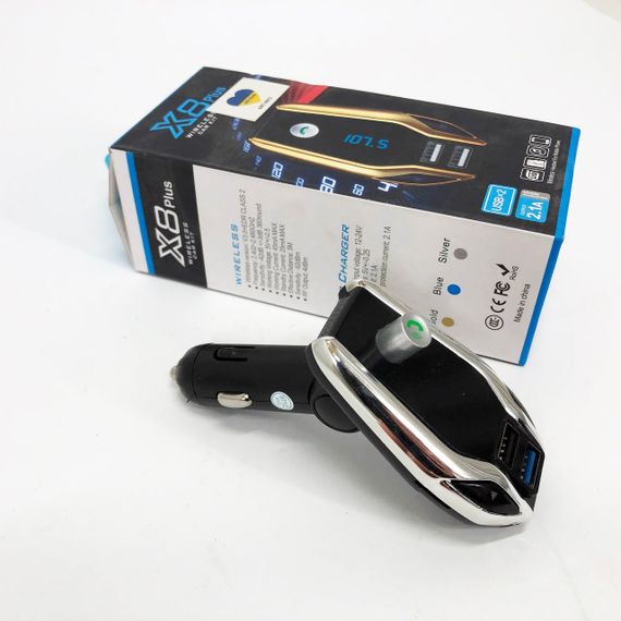Автомобільний FM модулятор Bluetooth FM X8 plus, FM модулятор з флешкою ​​від прикурювача | Зображення 9