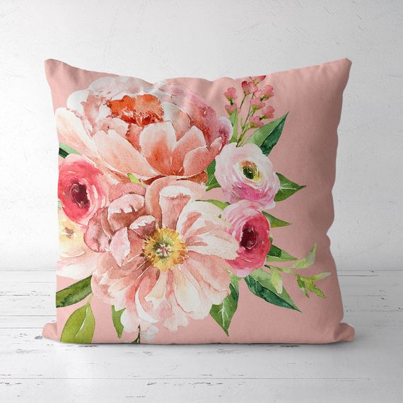 Подушка декоративная Soft Мальва на розовом фоне 45x45 см (45PST_23M037)