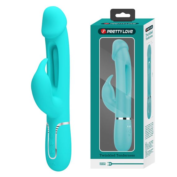 Вібратор із стимулятором клітора PRETTY LOVE — Kampas Rabbit 3 in 1 Green, BW-500025-1 Sex Aura