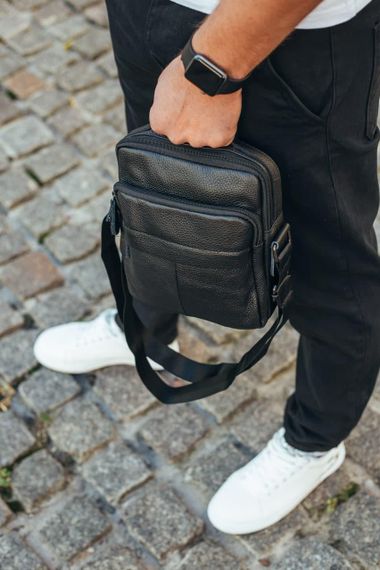 Сумка чоловіча через плече з натуральної шкіри чорна Bexhill DF-53367 | Зображення 3