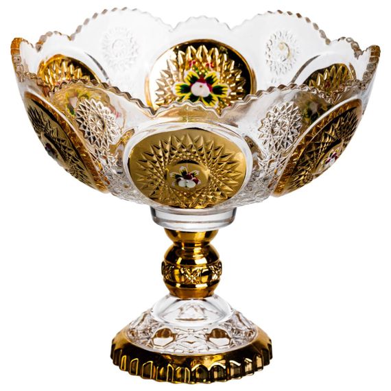 Ваза для фруктів скляна Gold Glass 22 см Yiwu HP-34-140