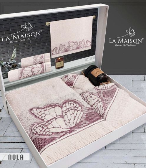 Подарочный набор полотенец La Maison, 3 шт. со свечой Nola Pudra | Зображення 2