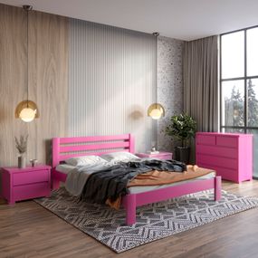 Полуторне дерев&#039;яне ліжко Mebigrand Колумбія 120х200 см Рожевий (S2060R30B) (MBG-3271)