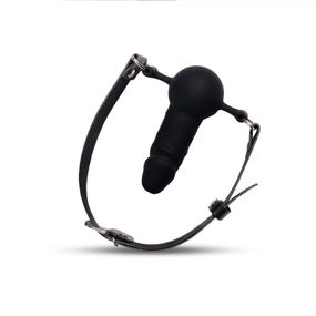 Кляп силіконовий з фалоімітатором Art of Sex - Phallus, натуральна шкіра, чорний