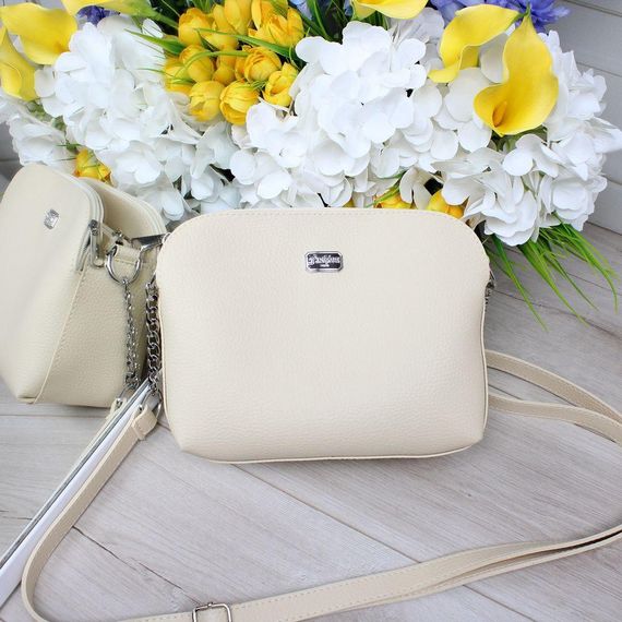 Сумка жіноча крос-боді клатч на три відділення Бежевий