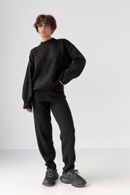 Трикотажний костюм з рваним ефектом - чорний цвет, ONE SIZE (є розміри)