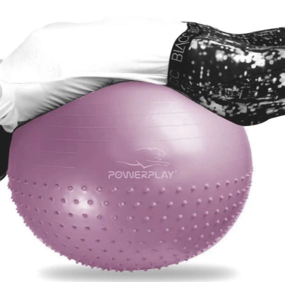 М'яч для фітнесу (фітбол) напівмасажний PowerPlay 4003 Ø65 cm Gymball Ліловий + помпа (PP_4003_65cm_Violet) | Зображення 6