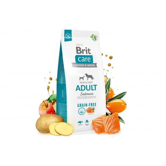 Корм сухий Brit Care Dog Grain-free Adult для дорослих собак малих і середніх порід беззерновий з лососем 1 кг | Зображення 3
