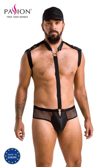 Комплект еротичної чоловічої білизни Passion 038 JOHN XXL/XXXL Black, боді, кепка sexstyle | Зображення 4